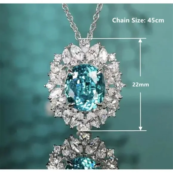 Women Elegant Jewelry Cubic Zirconia 925 Silver Necklace Pendants Wedding Gifts - Picture 2 of 2